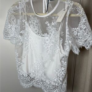 Anthropologie White Lace Blouse
